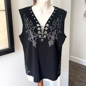 BIKER CLOTHING COMPANY! 2X. Stunning black tank! Well loved and more to give